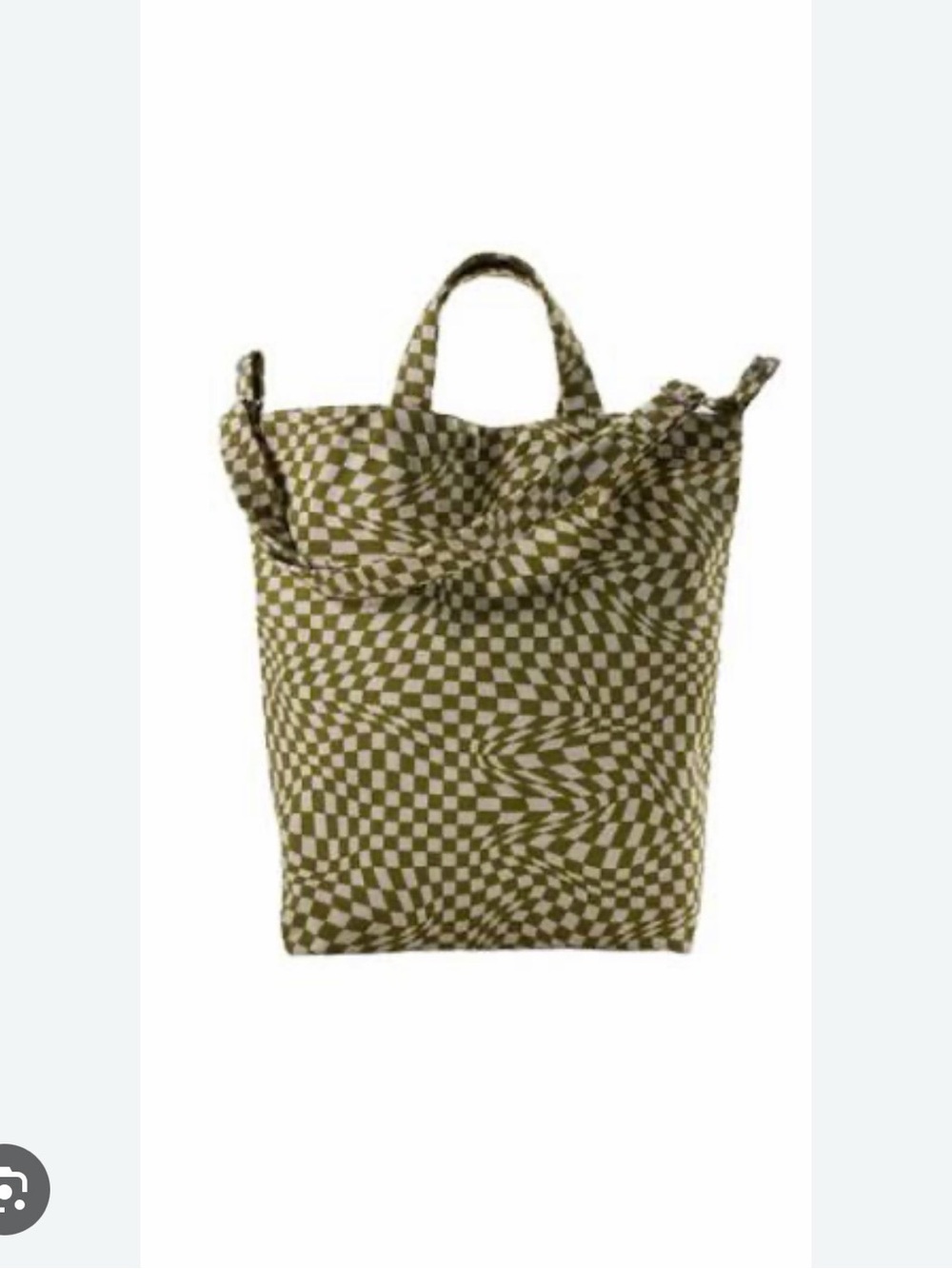 BAGGU Olive & Cream Checkerboard duck Tote bag